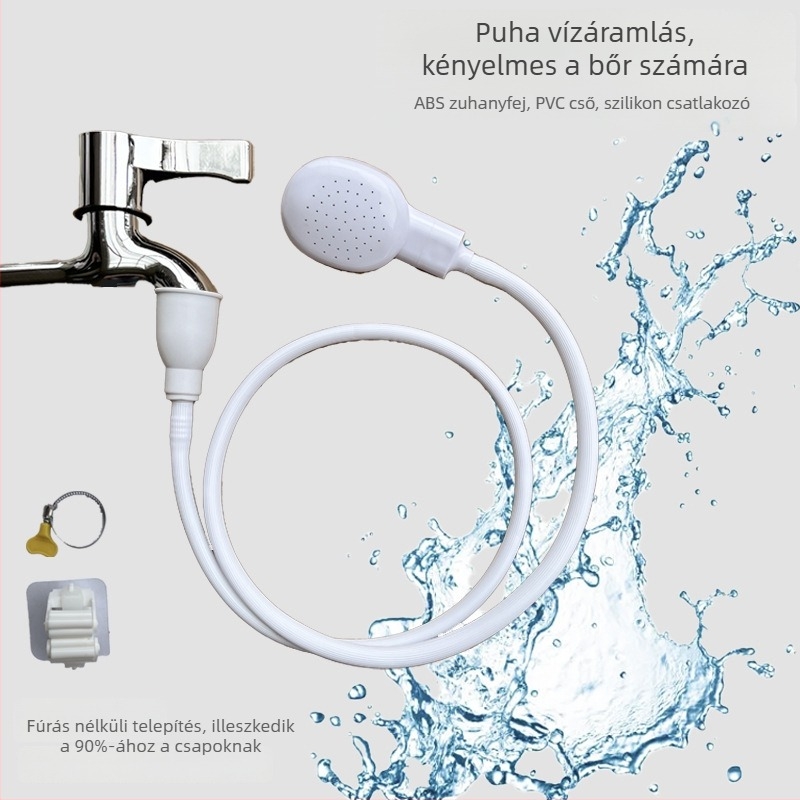Gyorscsatlakozású zuhanyfej csaphoz, kültéri használatra, ABS+PVC, testre szabható modell, modern és egyszerű stílus, kutyák és gyerekek hajának mosására