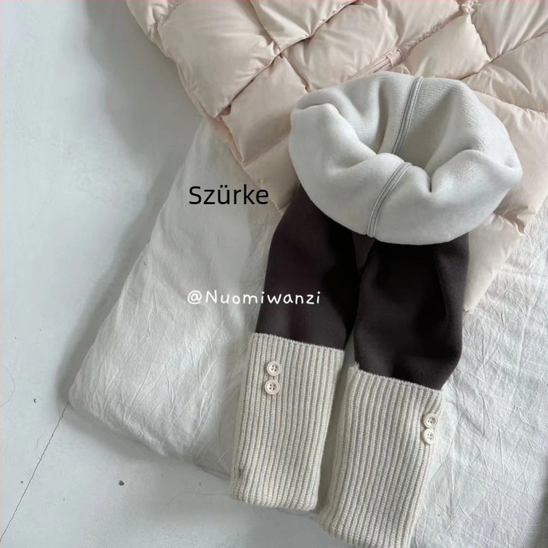 lányok fleece-bélelt leggings, középmagas derék, 95% pamut, téli stílus, Lemon