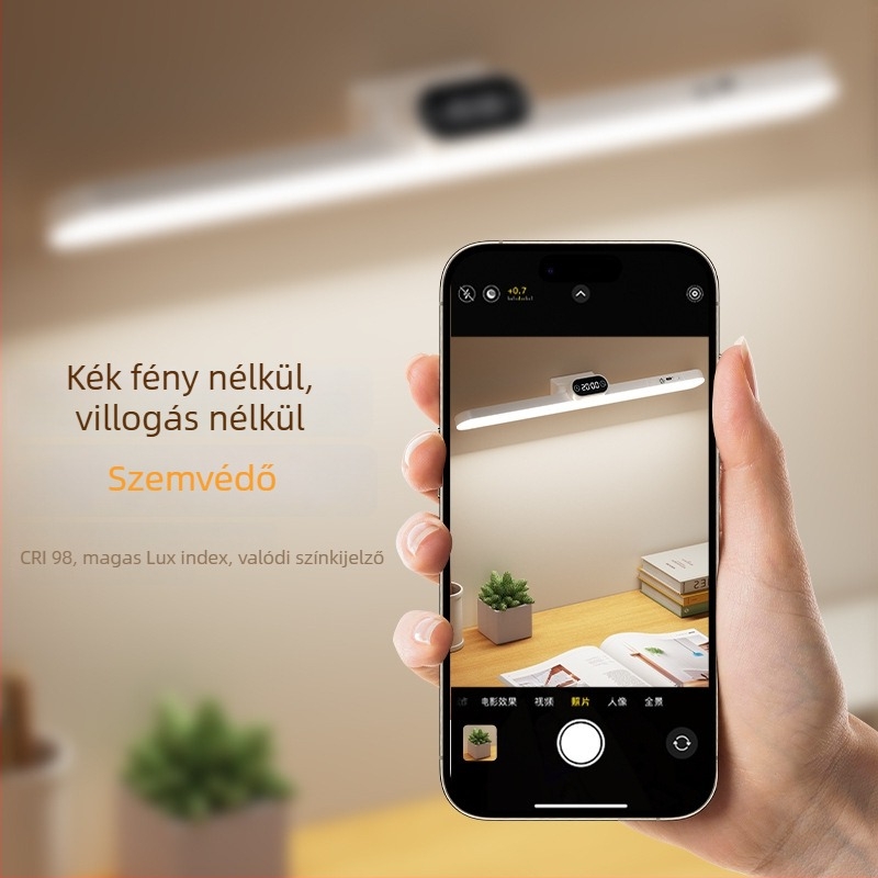 Ágy melletti LED lámpa órával és mágneses rögzítéssel, USB táplálású, távirányítóval, szemvédő, modern minimalista stílus