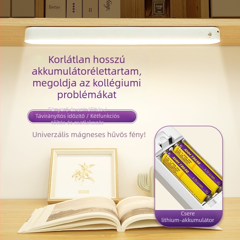 Beépített lítiumion akkumulátorral rendelkező asztali lámpa, távirányító, kollégiumi tanulólámpa, CE tanúsítvány, ≤36V