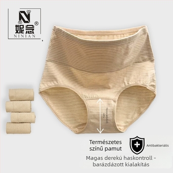 Női pamut alsónemű, magas derekú, lélegző, antibakteriális, anyaga 95–100% pamut.