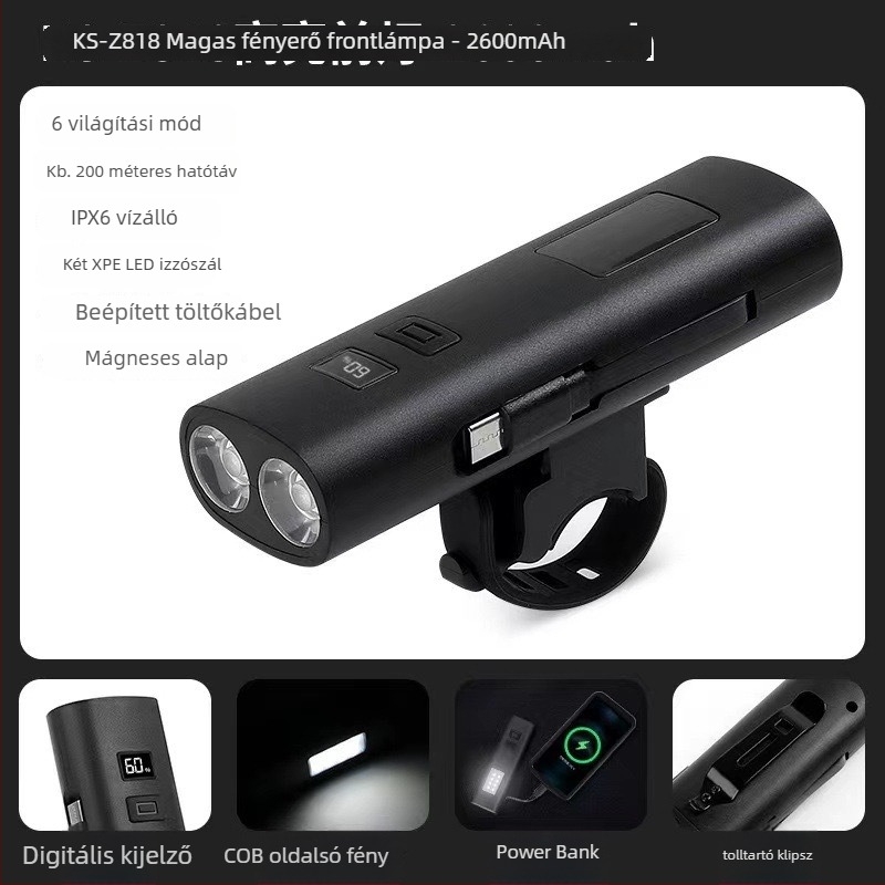 Újratölthető LED zseblámpa, kézi kültéri világítás 360°-os forgással, 1200mAh akkumulátor