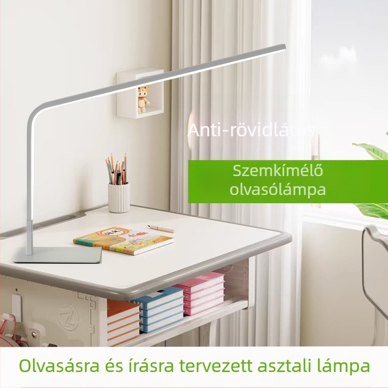 Szemvédő éjjeli lámpa hálószobába és olvasáshoz, anti-kék fény, villanásmentes asztali lámpa USB táppal