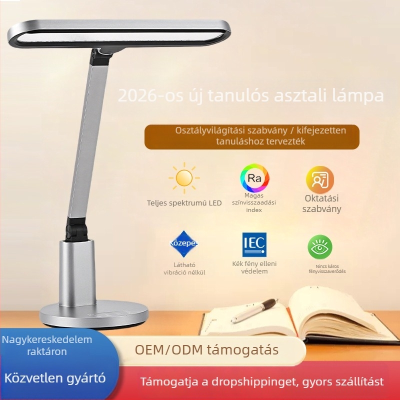 Teljes spektrumos íróasztali lámpa szemvédelemhez, 18W, intelligens vezérlés, CRI ≥95 (Fényerő: Nemzeti AA szint; 3C tanúsítvány)