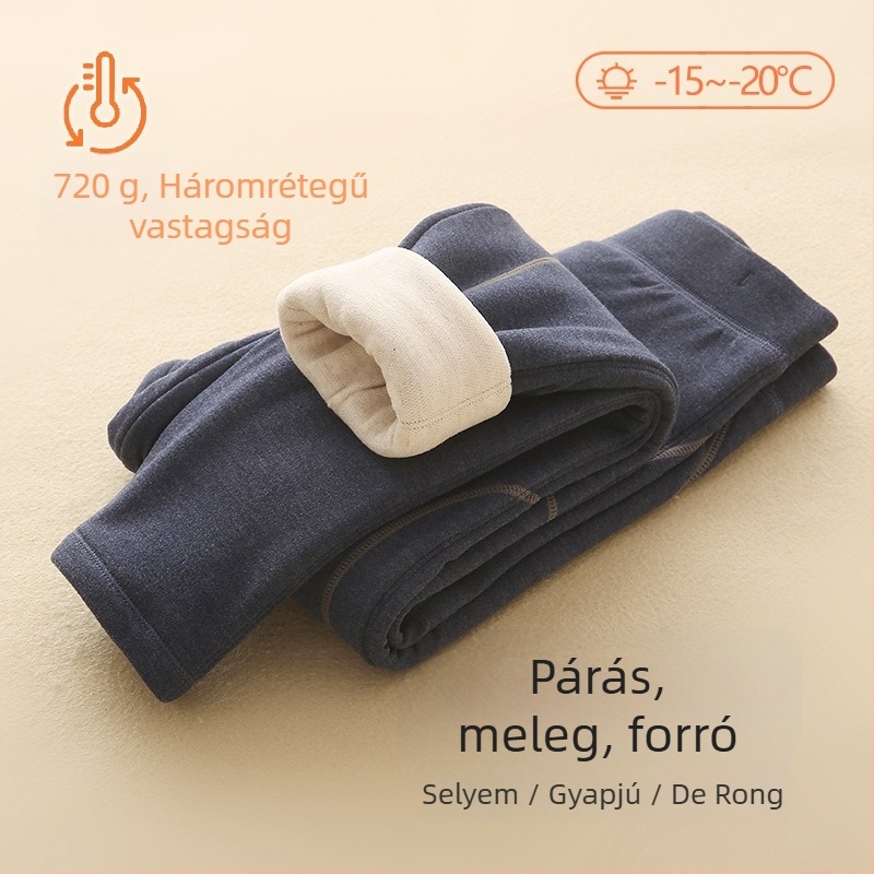 Gyermekek háromrétegű termo nadrág ősz-télre, Silk-Wool anyag, középmagas derék, 8 év felett (140 cm felett), Amber Tong.