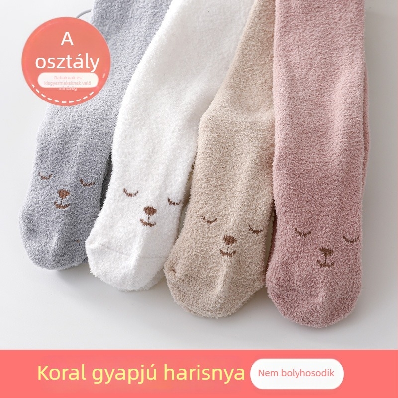 Lányoknak készült fleece-beléssel és korál fleece-sel készült leggings, meleg és kényelmes őszi-téli beltéri viselethez