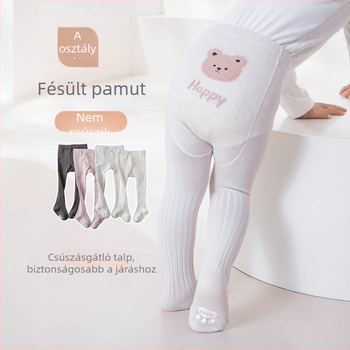 Tavasz–Ősz baba harisnyanadrág lányoknak, Osztály A, vékony kefézett pamutból, jacquard kötés, méret M (1–3 év), légáteresztő, egyszínű