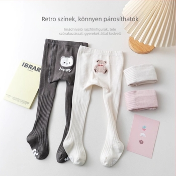 Tavasz–Ősz baba harisnyanadrág lányoknak, Osztály A, vékony kefézett pamutból, jacquard kötés, méret M (1–3 év), légáteresztő, egyszínű