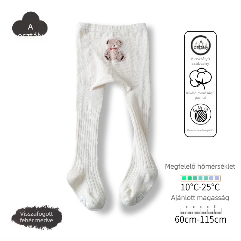 Tavasz–Ősz baba harisnyanadrág lányoknak, Osztály A, vékony kefézett pamutból, jacquard kötés, méret M (1–3 év), légáteresztő, egyszínű