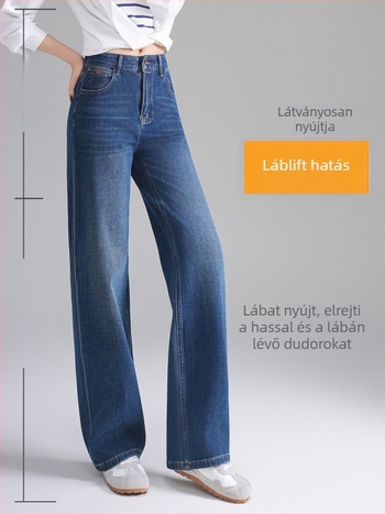 Női farmernadrág denimből, magas derék, széles szárú, pamut-poliészter keverék, mikro-elasztikus, ősz 2025