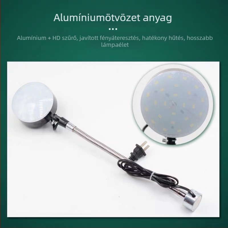 LED gépészeti munka lámpa, 10W, 220V/36V, erős mágneses alap, hosszú kar, CNC eszterga és marógéphez