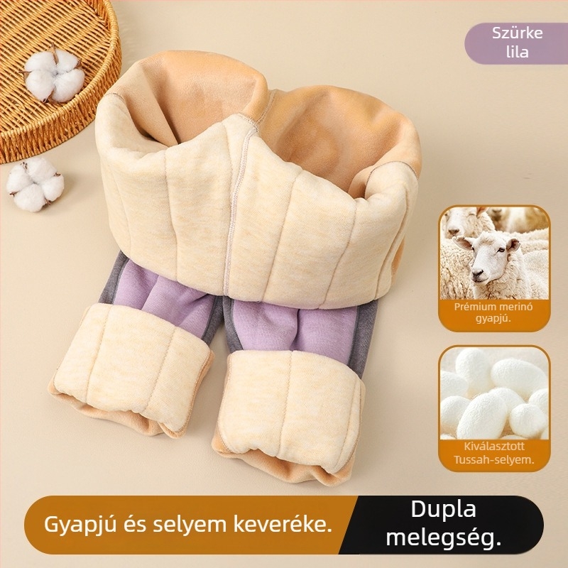 Lányok téli melegítő alsónadrág — magas derekú, vast poliészter 94,2%, őszi–téli szezon, 8+ éveseknek