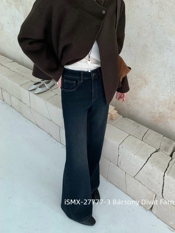 Nadrág - magas derekú, bootcut szabás, 70-80% pamut, magas rugalmasság, nagyon vastag
