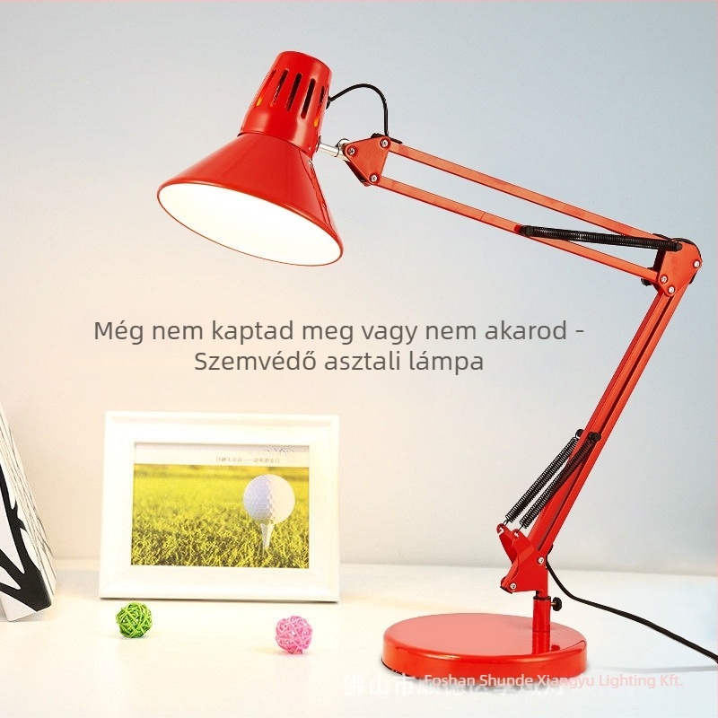 LED szemvédő asztali lámpa csíptetős, hosszú hajlékony kar, fém árnyékoló, gombos kapcsoló, 0-220V, modell 218