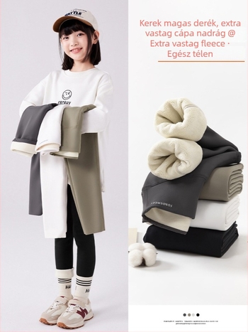 Lányoknak: Vastag fleece-szövésű cápa-stílusú leggings, téli vise, magas derekú, nylon 75% keverék, gumis derék, nyílás nélkül