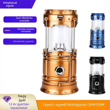LED kempinglámpa, újratölthető, 6V, 10W
