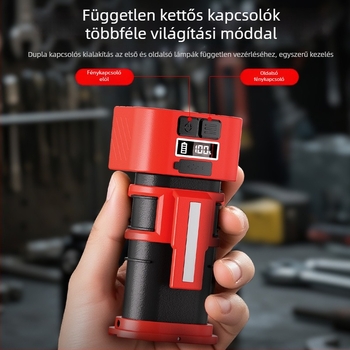 Mágneses autójavító munkalámpa Type-C töltéssel, digitális kijelzővel, forgó lámpatesttel, dupla mágneses akasztóval