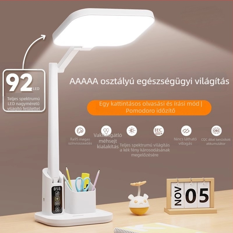 Szemvédő asztali lámpa tanuláshoz és olvasáshoz, újratölthető, kollégiumi és hálószobai használatra, általános és középiskolás diákok számára