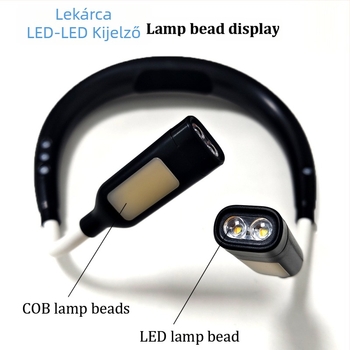 LED nyaklámpa olvasáshoz szemvédővel, háromszínű világítással, beépített akkumulátorral