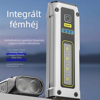 Mini hordozható LED zseblámpa mágneses munkalámpával — 5W, 1000mAh, 240–350 lm, vízálló