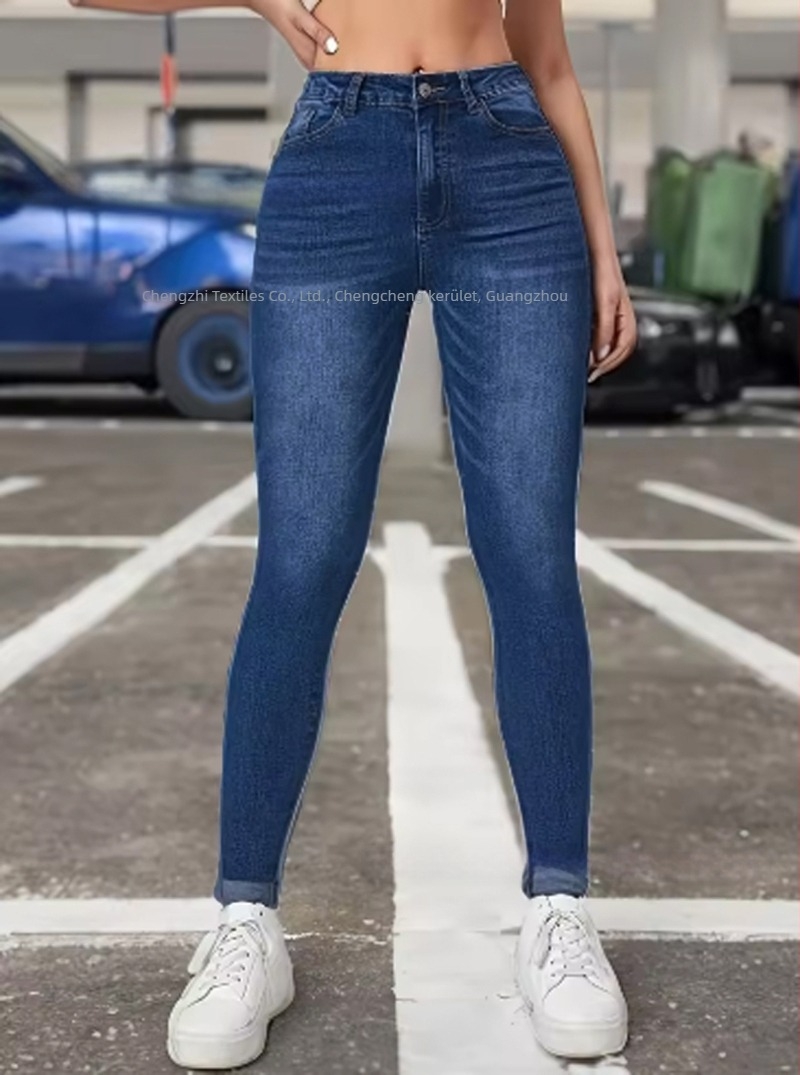 Egyenes szabású farmernadrág, középmagas derék, denim, 80–90% pamut, poliészter 30% alatt, street hipster stílus, tavasz 2025