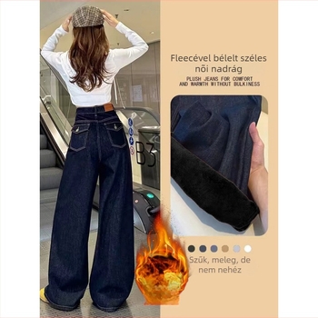 Női farmernadrág denimből, széles szárú, laza derék, hosszú szárú
