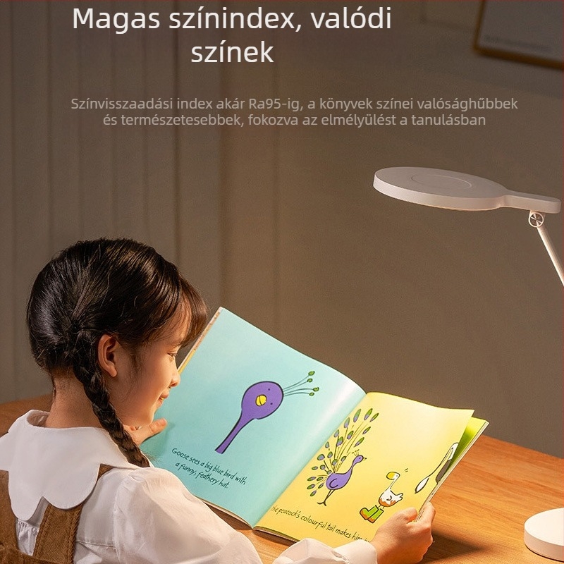 Diákok számára asztali lámpa, teljes spektrumú fény, CRI ≥95, kollégiumi mód, érintéses kapcsoló, USB táplálás 12W, éjjeli fény