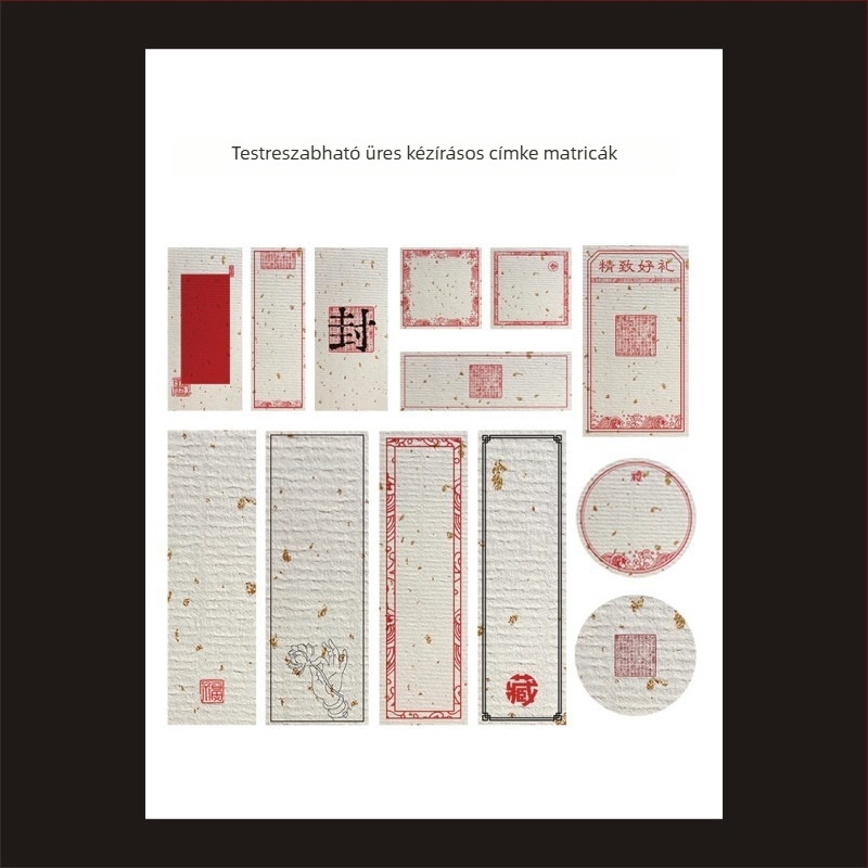 Üres kézzel írt címke matricaszett – bevont papír, különböző méretek, öntapadós, testreszabható