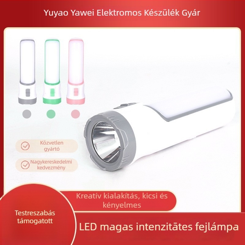 Kézben tartható zseblámpa, 1W fényforrás, 4,5V, 100 m hatótávolság, 180° fénysugár