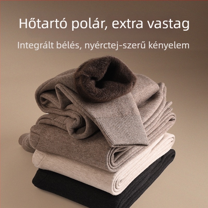 Gyapjú nadrág fleece béléssel, uniszex – vastag és meleg téli viselet