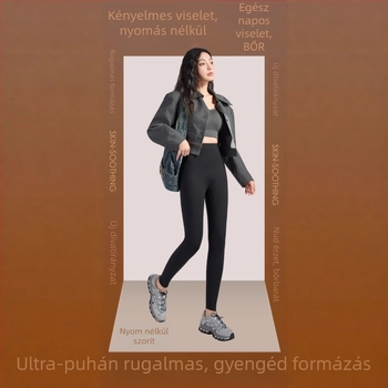 Termikus leggings nylon és spandex anyagból, magas derék, bokáig érő hossz, szoros fazon, melegen tart