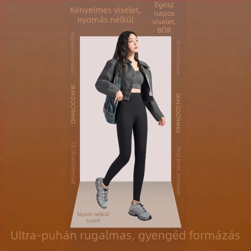 Termikus leggings nylon és spandex anyagból, magas derék, bokáig érő hossz, szoros fazon, melegen tart