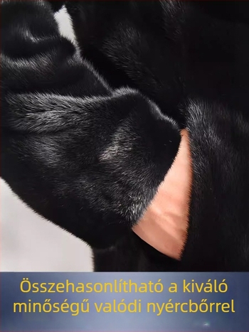 Férfi kapucnis műmink kabát, téli időszakra, cipzárral