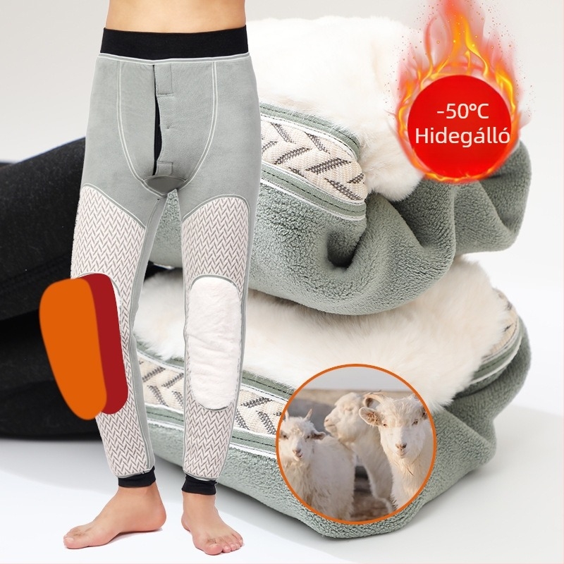 Férfi melegítő nadrág fleece béléssel, háromrétegű, extrán vastag, velúr bélés, grafén térdvédő betétekkel