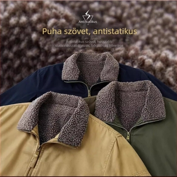 Férfi pilóta bomber kabát téli használatra – 100% pamut külső, cipzáras zárás, laza szabás, oldalsó zsebek