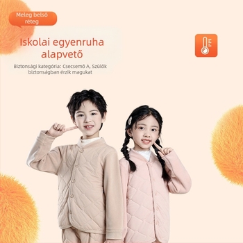 Yalu Gyerekeknek készült gyapjú termikus belső felső, magas gallér, puha kefés felület, 100% gyapjú, téli