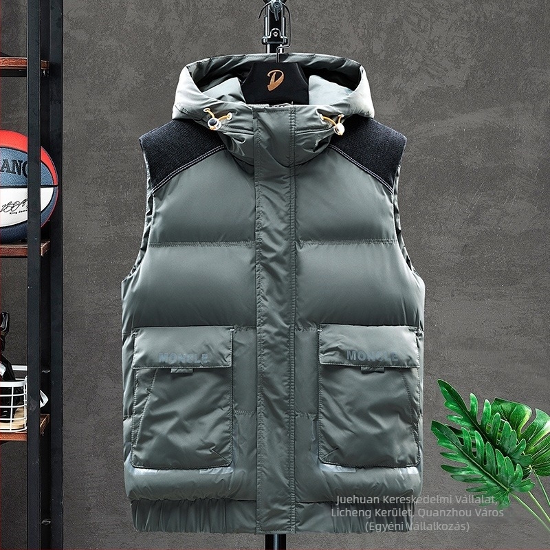 Corduroy kapucnis mellény fleece béléssel és vastag kialakítással, töltet: utánzat selyem-pamut, bélés len, fiatalos stílus