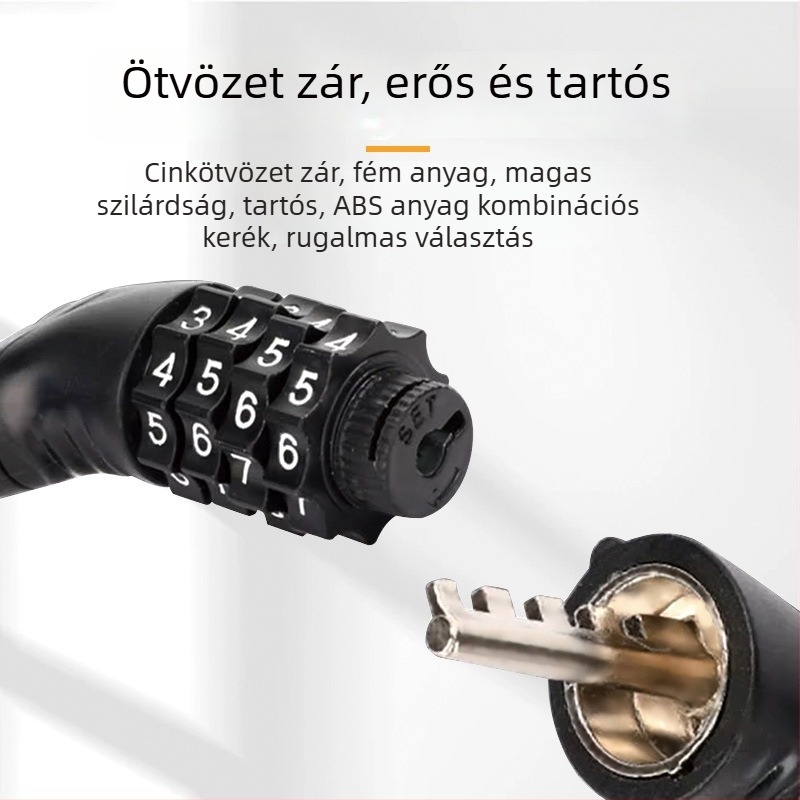 Kerékpárzár acélkábel, lopás elleni, modell 65 leather ring lock, súly 150 g, alkalmas kerékpárra, motorkerékpárra és elektromos járműre