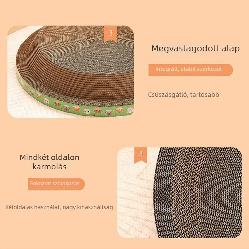 PTS Macska karmoló tál integrált fészekkel — hullámkartonból, kerek/ovális alak