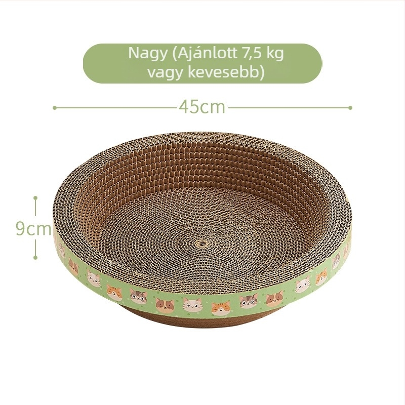 PTS Macska karmoló tál integrált fészekkel — hullámkartonból, kerek/ovális alak