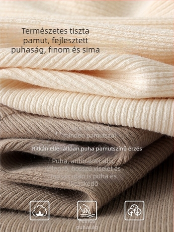 Női pamut termo felső hosszú ujjú, kerek nyakú, karcsú szabás, bordás textúra, őszi-téli, plusz méret