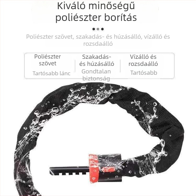 Láncos zár jelszóval kerékpárokhoz és motorkerékpárokhoz, 4- vagy 5-jegyű kombinációval