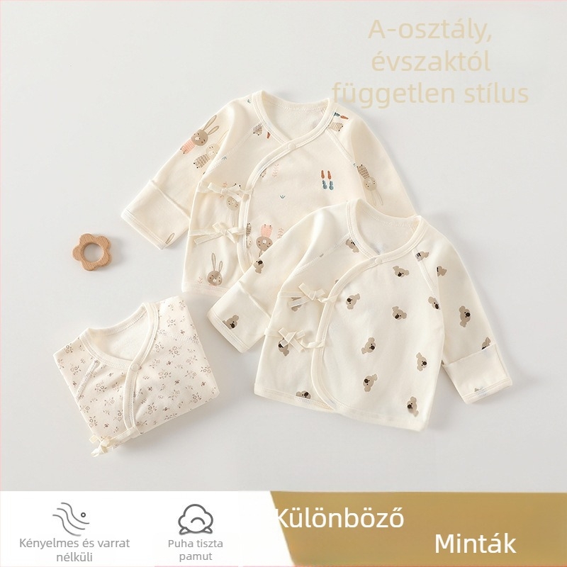 Újszülött pamut felső, dupla hasvédő résszel, Brushed anyag, 100% pamut, uniszex, egész évben