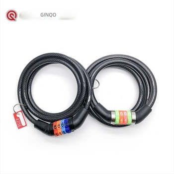 Mini jelszavas kábelzár sisakokhoz és kerékpárokhoz – Modell 8303-Q, Anyag: cinkötvözet PVC, zár parollal