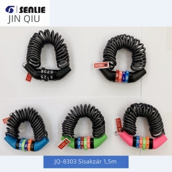 Mini jelszavas kábelzár sisakokhoz és kerékpárokhoz – Modell 8303-Q, Anyag: cinkötvözet PVC, zár parollal