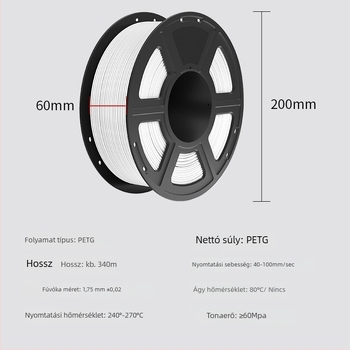 PLA 3D nyomtató filament, Coridi, hossz 330 m, sűrűség 1,25 g/cm³