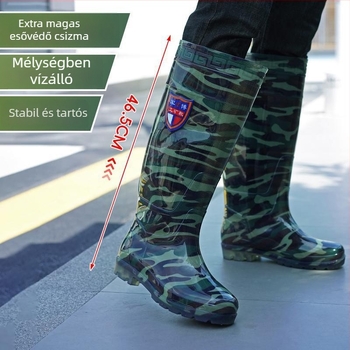 Felnőtteknek térd fölötti esőcsizma - PVC felsőrész, marhacsont-inas talp, uniszex, négy évszakos