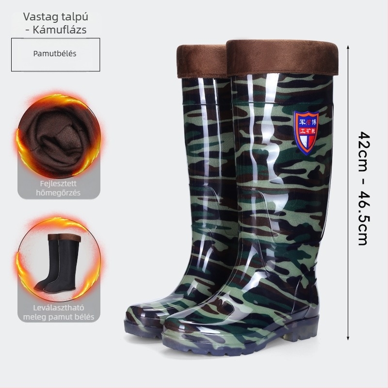 Felnőtteknek térd fölötti esőcsizma - PVC felsőrész, marhacsont-inas talp, uniszex, négy évszakos