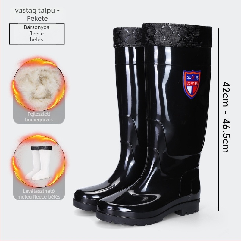 Felnőtteknek térd fölötti esőcsizma - PVC felsőrész, marhacsont-inas talp, uniszex, négy évszakos