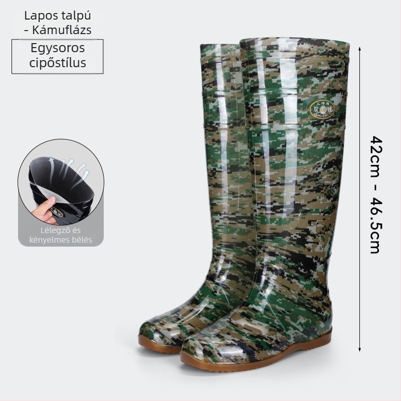 Felnőtteknek térd fölötti esőcsizma - PVC felsőrész, marhacsont-inas talp, uniszex, négy évszakos